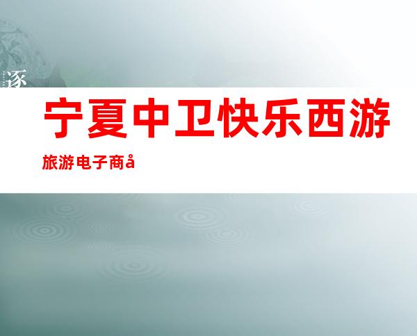 宁夏中卫快乐西游旅游电子商务股份有限公司