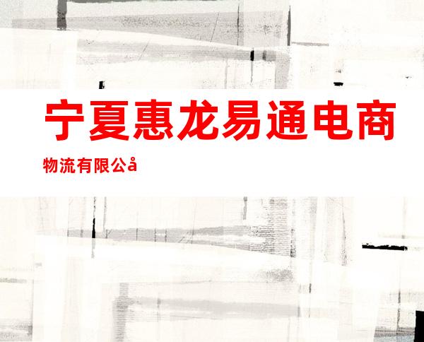 宁夏惠龙易通电商物流有限公司
