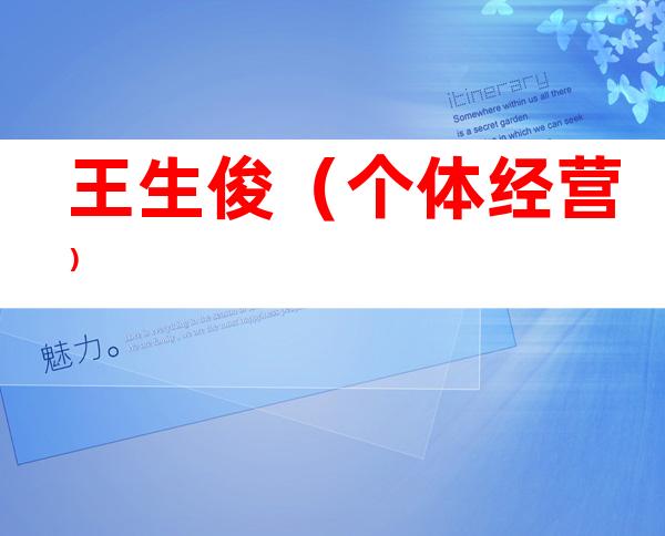 王生俊（个体经营）